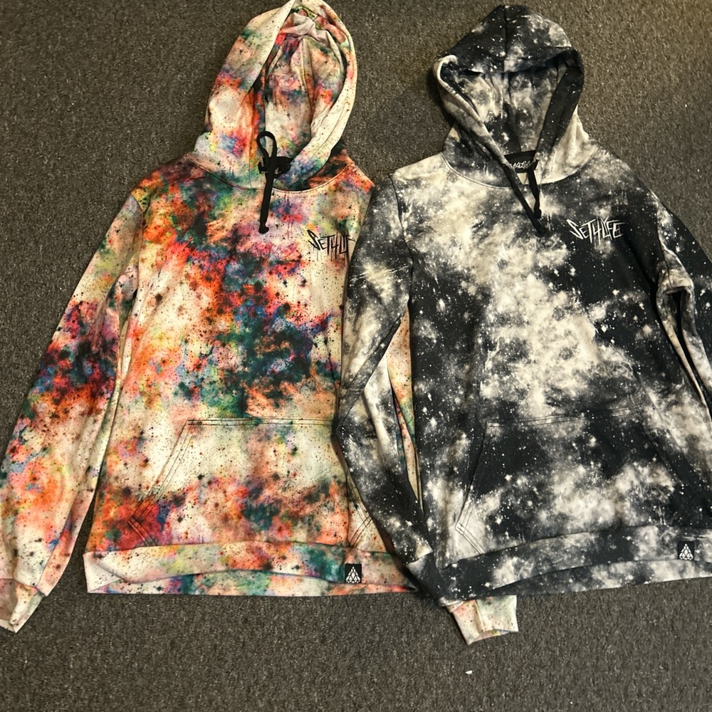 Galaxy Print Men's Hoodies - Multicolor and Black